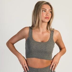 Harlow Grey Knit Women's Square Neck Tank Top